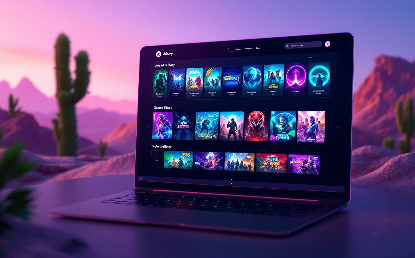 NexusPlay unified launcher dashboard showing integrated game libraries and performance metrics